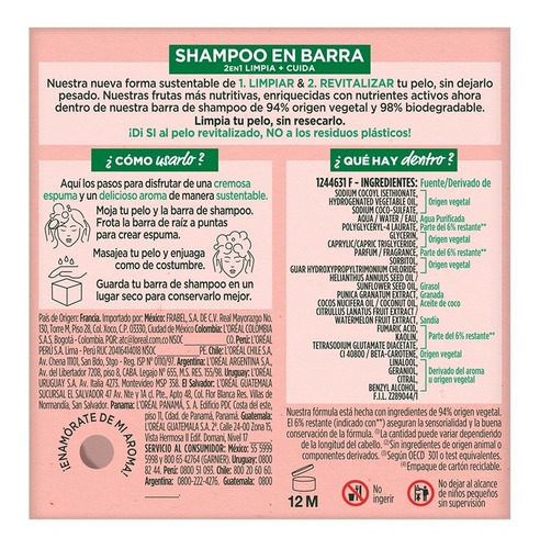 Imagen 5 de 9 de Shampoo En Barra Hair Food Sandía Fructis