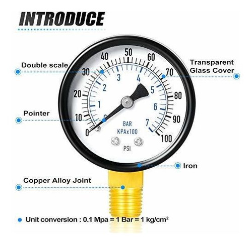 Meanlin Medida 0 Dial Face 1 4  Npt Pozo Bomba Manometro 3