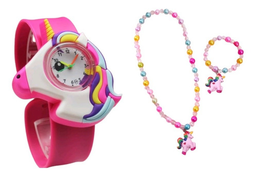 Reloj Slap Unicornio Con Set Accesorios Collar Y Pulsera