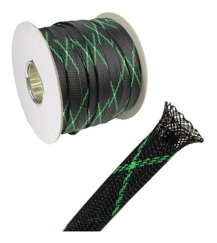 420 Pulgadas 3/8  Kit Negro Y Verde Cable Envolver Trenzado 