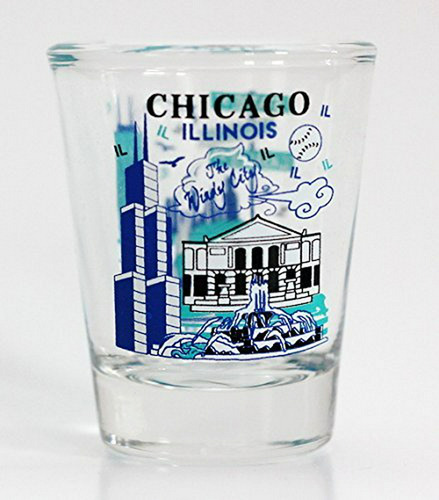 Chicago Illinois Landmarks And Attractions Collage Shot Glas