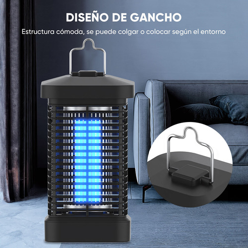 20w Lámpara Mata Mosquitos Eléctrica Portatil 4200v Color Negro