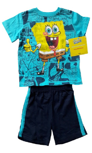 Conjunto 2 Piezas Camiseta Short Bob Esponja T-3, 4, 6, 7 