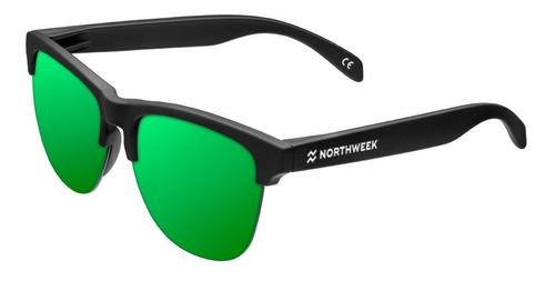Anteojos de sol Northweek Gravity, diseño Venice con marco de policarbonato color negro mate, lente verde de policarbonato, varilla negra mate de policarbonato