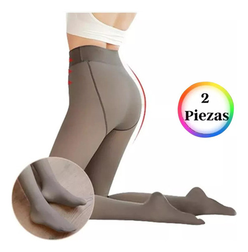 Medias Térmicas Afelpadas Efecto Piel Tipo Leggins Pack 2