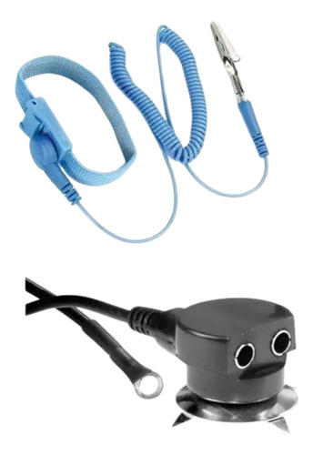 15x Pulseira Esd + Cabo Terra Dupla Conexão Para Manta Esd