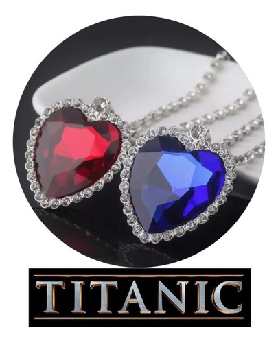 Collar Titanic Conjunto 2 Collares Y  2 Aretes Rojo Y Azul