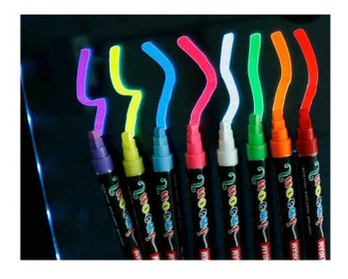Plumones Para Pizarra Led Flourecente Pack 8 Colores ..