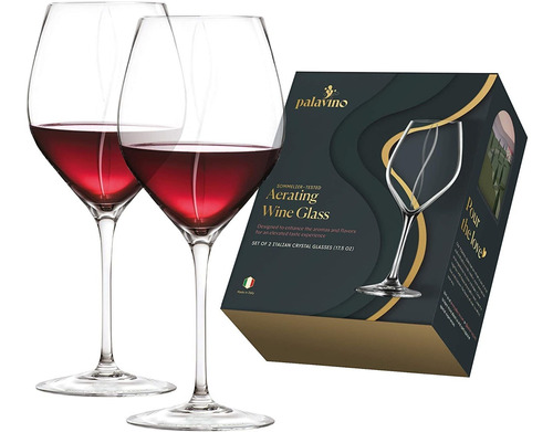 Copas De Vino Tallo Aireador 3 Juegos De 2  17 Oz  Cris...