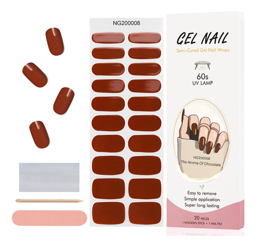 Ebanku 20 Tiras De Esmalte De Uas De Gel Semicuradas, Estilo