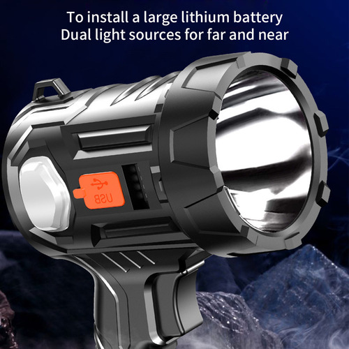 Linterna Grande De Mano Recargable Con Luces Led