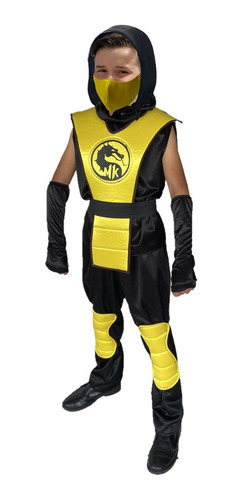 Disfraz Scorpio Mortal Kombat Niño Sub Zero Ninja Cubrebocas