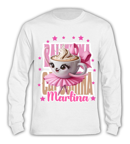 Polera Larga Ballerina Capuccina Personalizada Niñas Algodón