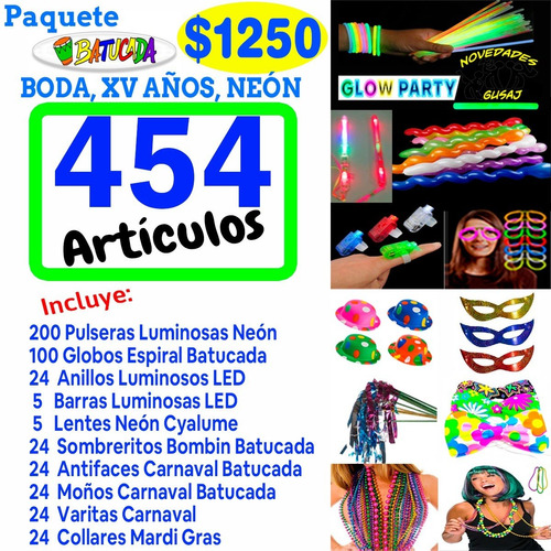 Paquete Batucada Fiesta Boda Xv Años Neon $1375 Envio Gratis