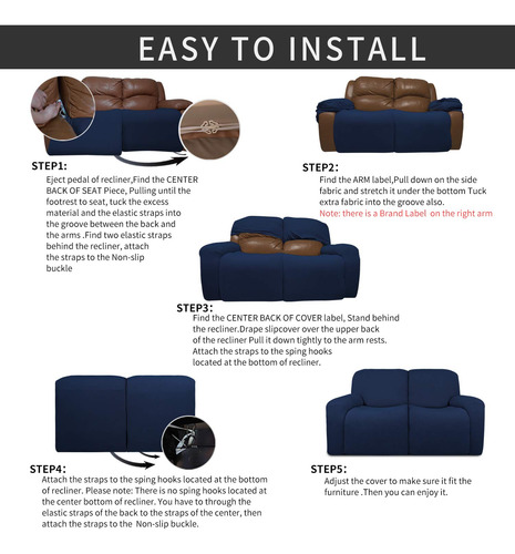 Sofá Elástico Slipcover, Reclinable Y Cómodo, 6 Piezas