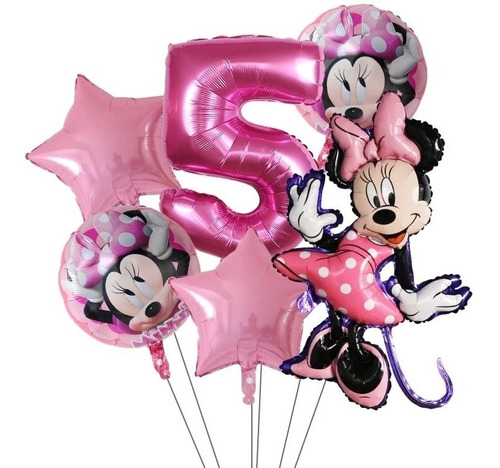 Set Globo Minnie + Número Fucsia X 6 Unidades