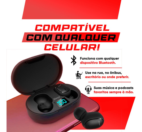 Fone De Ouvido Bluetooth 5.0 Par Sem Fio Duplo