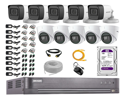 Cámaras De Seguridad Kit 10 Hikvision 5mp | 05 Camaras Audio