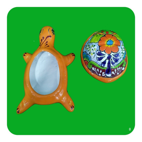 Imagen 2 de 2 de Alhajero Tortuga De Cerámica Tipo Talavera 20x12x10 Cm M8