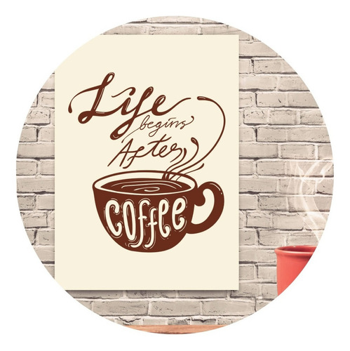 Tabla de cocina Frase After Coffee Coffee, MDF, 30 x 40 cm, color crema, marco