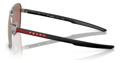 Óculos De Sol - Prada - Ps55ws 5av50a 60 Armação Chumbo Haste Preto Fosco Lente Marrom Desenho Irregular