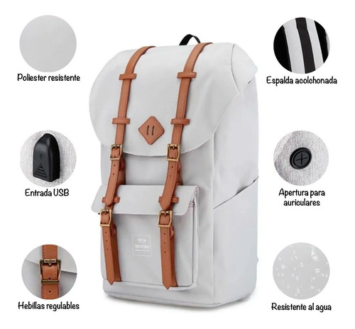 Imagen 4 de 10 de Mochila Himawari Okta 21 Litros Con Usb