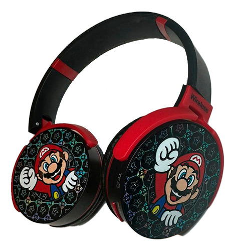 Fone De Ouvido Headphone Bluetooth Mario Bros Cor Preto