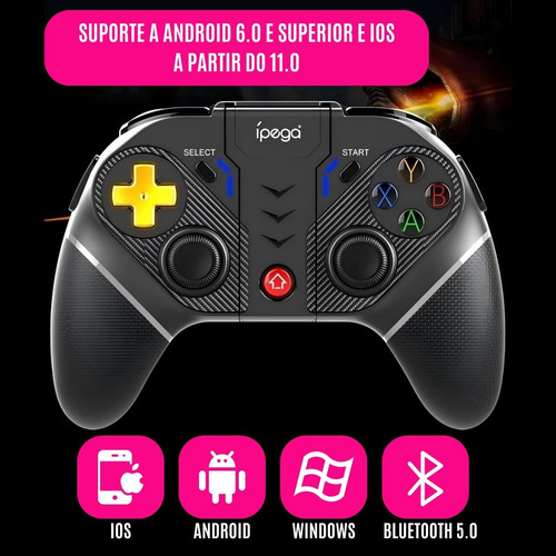 Controle Joystick Bluetooth Wireless Pc Android Ps4 Console