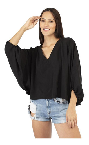 Imagen 1 de 5 de Blusa Cuello V Manga Amplia