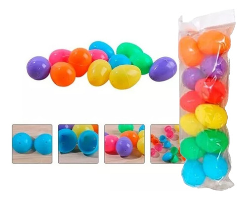 Huevo Decorativo Plástico Sorpresa Rellenable Multicolor X24