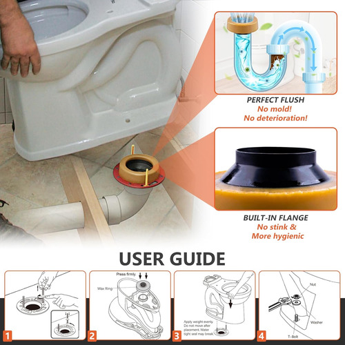 A Kit Aro Cera Extra Grueso Para Inodoro Con Brida Y Pernos