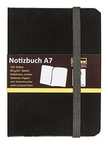 Notebook Idena Din A7 192 Pág. Crema, Tapa Dura Negra, 80