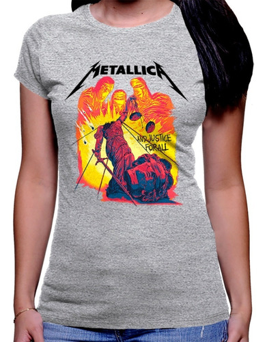 Camiseta Premium Dtg Dama Metallica And Justice For All 