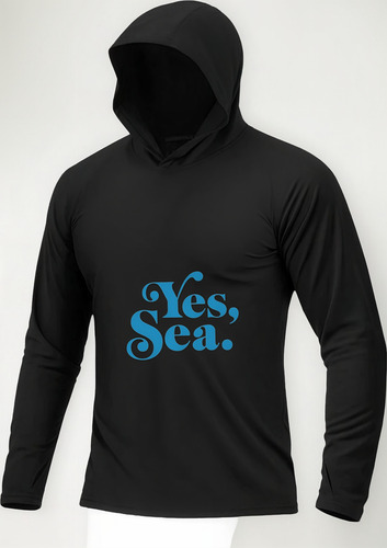 Playeras Hombre Yes Sea Printed On Black Hoodie