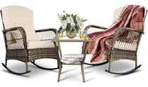 Comprar Juego De 2 Mecedoras De Mimbre Color Beige Marca Sensweet 