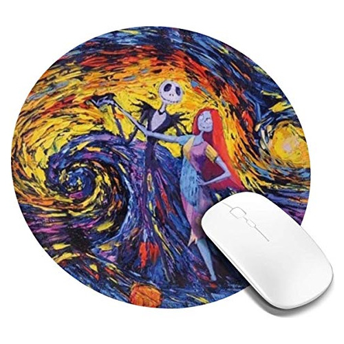 Jack Skellington And Sally Round Mouse Pad Non-slip Rub...