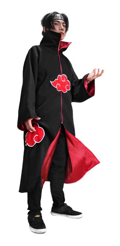 Capa Manto Akatsuki Naruto Cosplay Fantasia Itachi Bordado