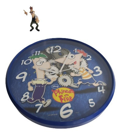 Reloj De Pared Phines And Ferb Con Muñeco De Regalo Incluido