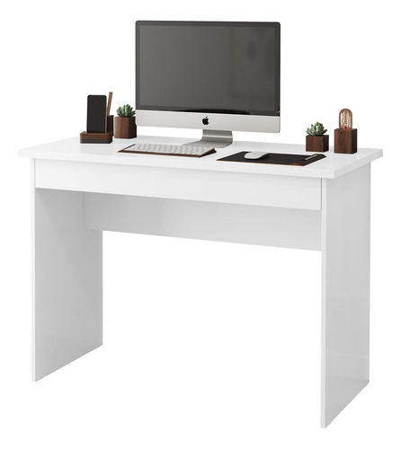 Mesa Grande Escritório Quarto Home Office Sala 1 Gaveta Luxo Cor Branco