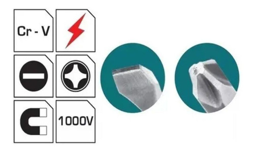 Imagen 3 de 6 de Destornilladores Aislados Set 6 U 1000v Total Plano Phillips