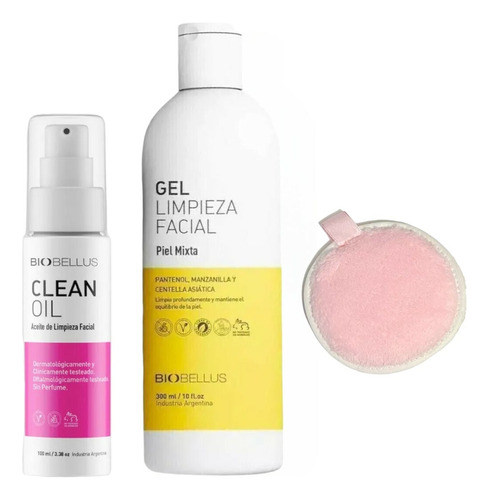 Biobellus Combo Doble Limpieza Clean Oil + Gel Mixta + Pad