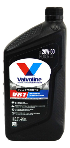 Aceite Full Sintetico Valvoline Vr1 20w-50 946ml Racing