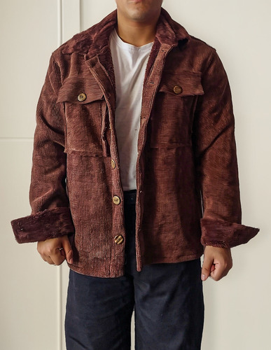 Campera Corderoy Corderito Interior Hombre Camisaco Oversize