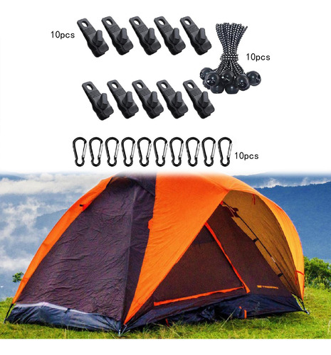 30x/set Clips Para Lona Cuerda De Punto . Mosquetón Negro