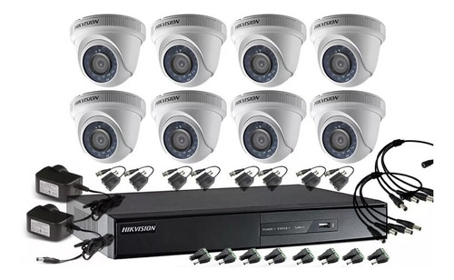 Kit Hikvision Dvr 16 Canales + 8 Camaras Domos