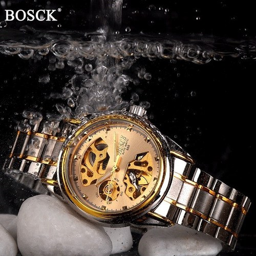 Relógio Automático Mecânico Masculino Bosck Esqueleto Luxo