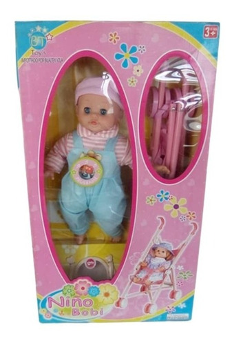 Muñeca Niño Bobi Para Niñas + Coche + Sonido Juguete