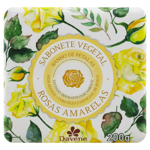 Imagem 1 de 4 de Sabão em barra Davene Vegetal Rosas Amarelas de 200 g