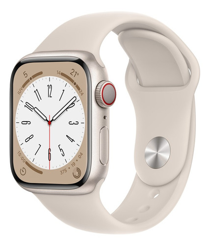 Apple Watch Series 8 GPS + Celular - Caja de aluminio color blanco estelar 41 mm - Correa deportiva color blanco estelar - Patrón