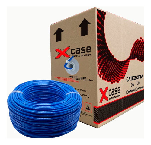150 M Cable Red Utp Xcase Cobre Puro Cat 6a 10 Gbps Azul